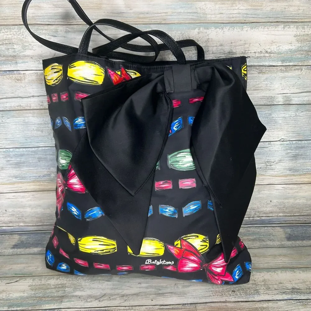 Brighton Tote Bag‎ Take a Beau Black Large Bow Shopper Handbag Purse
